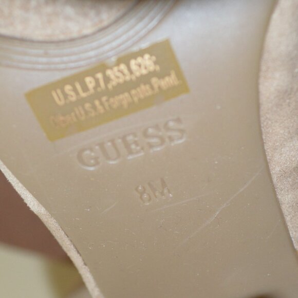 NWOT Guess 8 Tan Over The Knee Boots Faux Suede Open Toes "Galle" - Picture 7 of 7